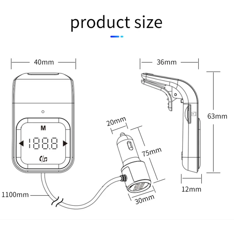 Fm-передатчик Bluetooth автомобильный беспроводной радио адаптер AUX MP3 плеер fm-модулятор с громкой связью двойной USB быстрое зарядное устройство