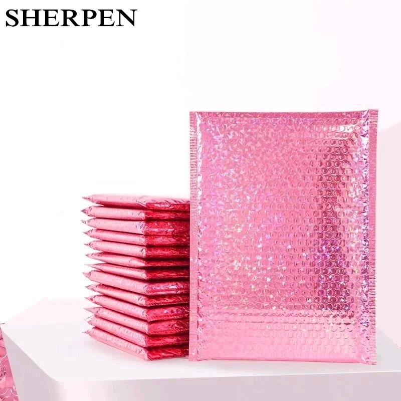 

SHERPEN 20pcs Rose Foil Gold Bubble Envelope Bag Self Seal Mailing Bags Envelopes For Magazine Lined Mailer Padded Package Bag