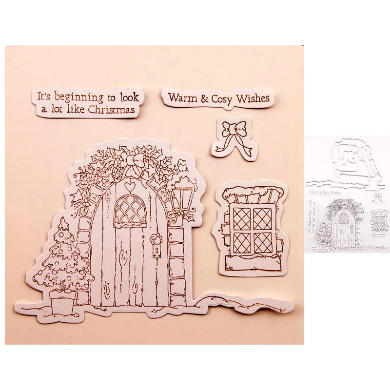 

Metal Cutting Dies and Stamps Christmas Door Window Scrapbooking Craft Die Cut Stencil Card Making Photo Album Sheet Paper New
