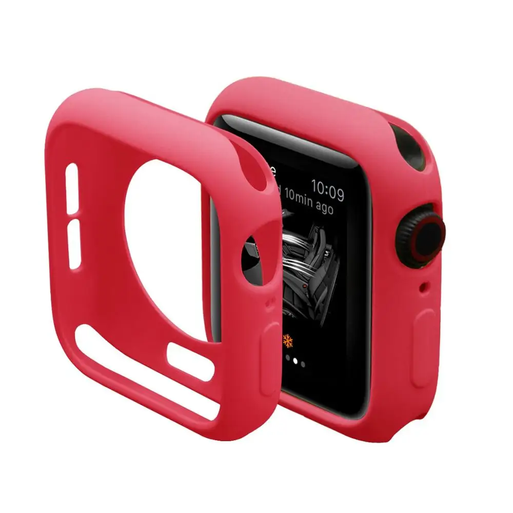 Ремешок для Apple Watch, 4 ремешка, 44 мм, 40 мм, 5, 3, iWatch, 42 мм, 38 мм, бампер, защита экрана, устойчивый к царапинам, противоударный чехол - Цвет ремешка: red