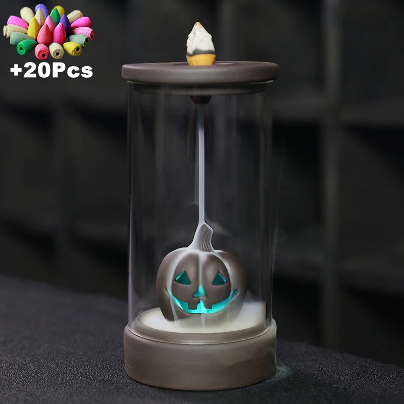 Хэллоуин Тыква светильник Led Изменение цвета ветрозащитная подсветка благовония