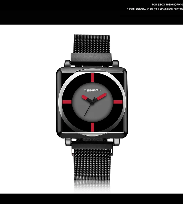 Fashion Square Wristwatch Men Women Simple Analog Quartz Watches Magnet Mesh Steel Band Minimalist Ladies Bracelet Casual Clock