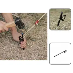 Durable Tent Stake Peg Flat Tapered Head Unbreakable Steel Tent Peg with Hook Hole  Tent Stake    Tent Peg