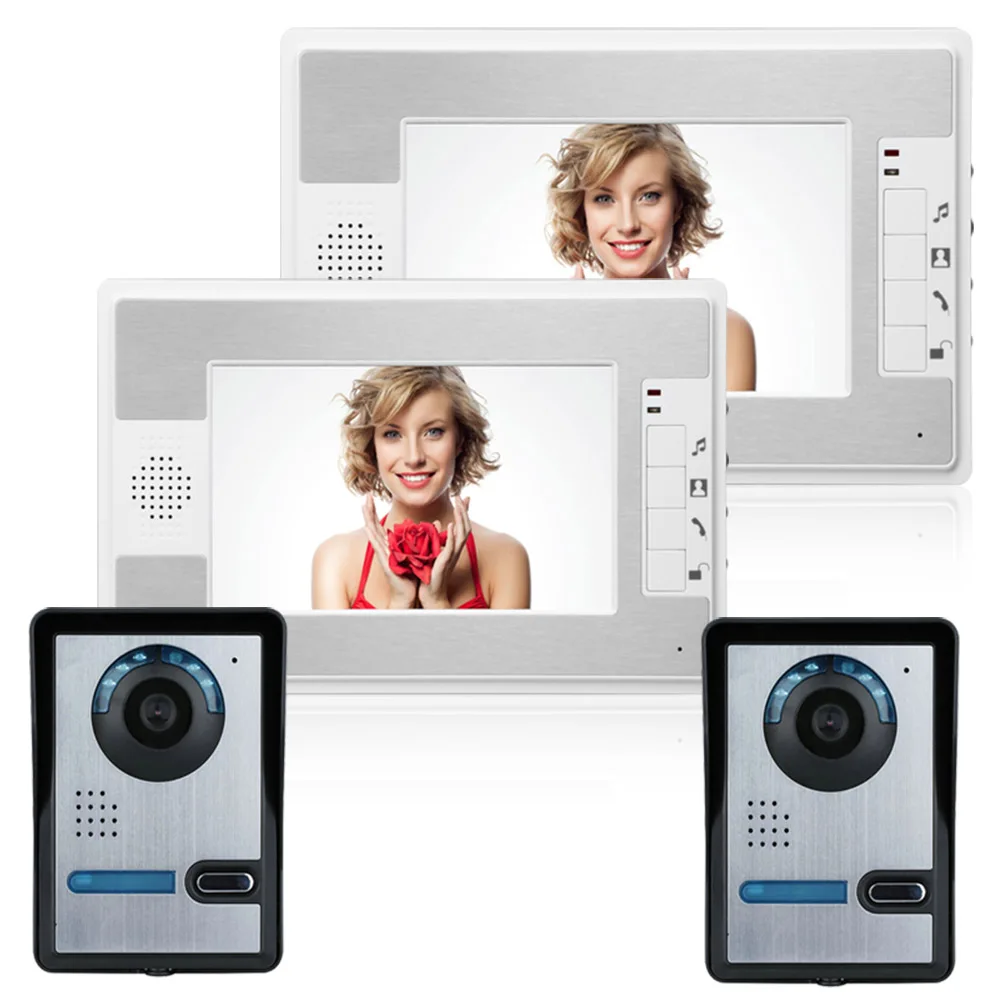 

7 inch color Wired Video Door Phone Visual Video Intercom Speakerphone Intercom System With Night vision IR Camera