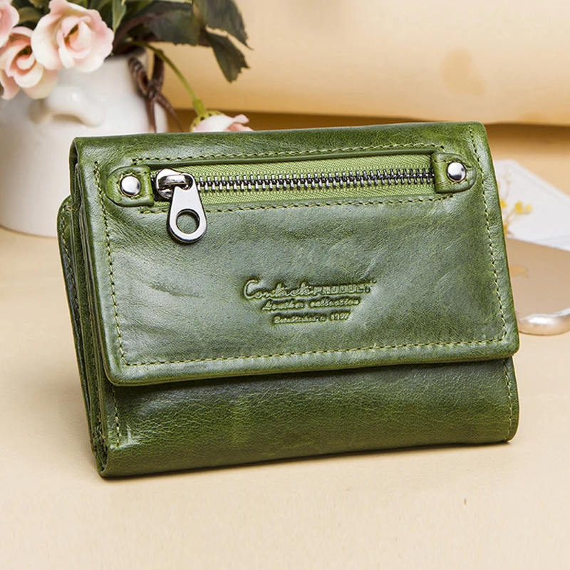

Contact's Women Wallet Clip Genuine Leather Ladies Clutch Wallets Anti Rfid Luxury Money Bag Green Coin Purse Cartera Mujer