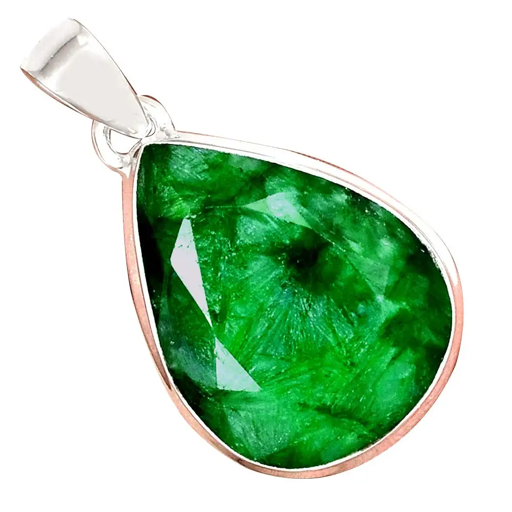 

Genuine EMERALD Pendant 925 Sterling Silver, 39.4 mm, AP6596