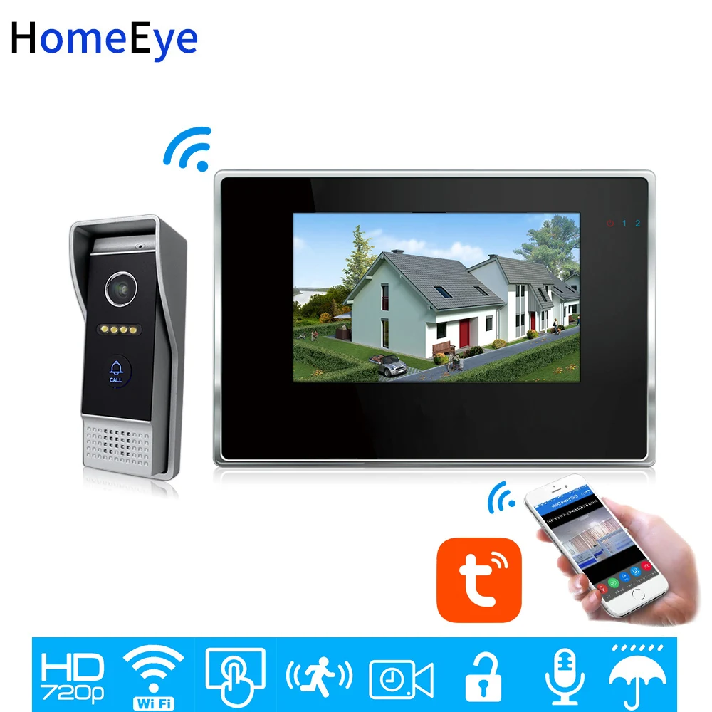 TuyaSmart App Supported WiFi IP Video Door Phone Video Intercom Home Access Control System Motion Detection 7inch Touch Screen TuyaSmart App Supported WiFi IP Video Door Phone Video Intercom Home Access Control System Motion Detection 7inch Touch Screen