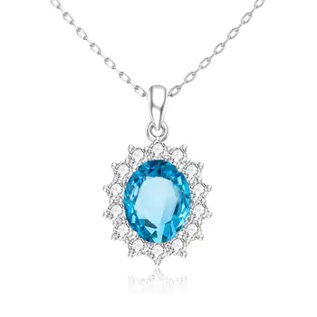 

Sky Blue Topaz Gemstone Set Pendant For Women Solid 925 Sterling Silver Necklace Pendant Engagement Bride Gift Fine Jewelry 2020