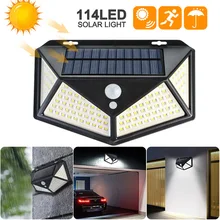 114 LED Солнечный садовый свет наружная Солнечная лампа PIR датчик