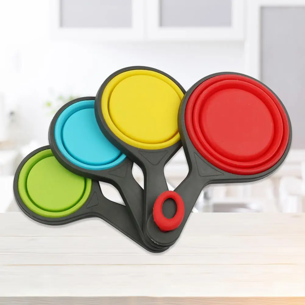 1 Set Portable Measuring Cups Portable Multifunctional Tasteless Anti-slip  Silicone Collapsible Measuring Spoons for Bakery