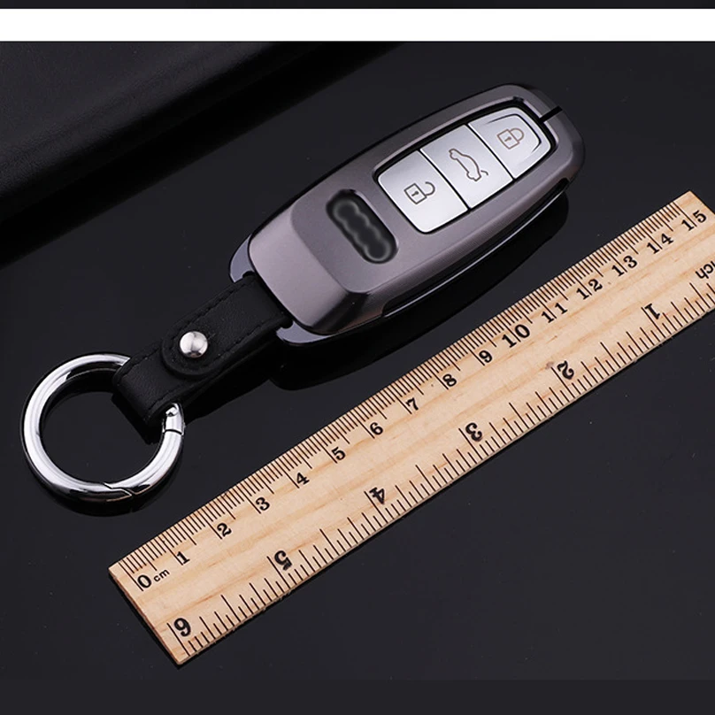 Классический роскошный автомобильный чехол из алюминиевого сплава для Audi A8 Audi A1 A3 A4 A5 A6 A7 A8 Quattro Q3 Q5 Q7 09-15 с брелком