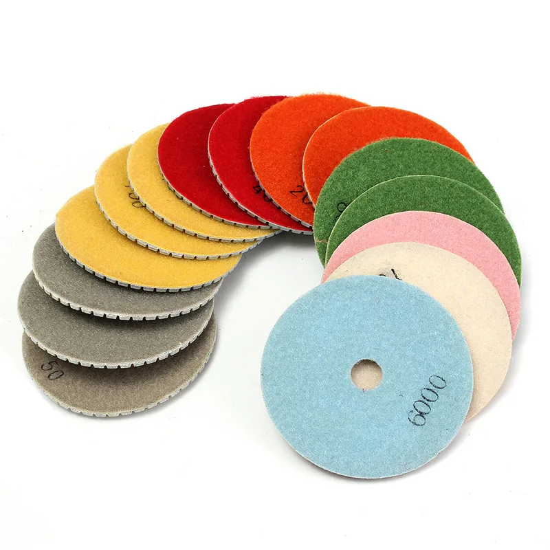 16Pcs Diamond Polishing Pads Kit 4 Inch M14 For Granite Stone Concrete Marble
