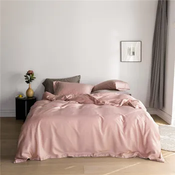

Summer Refreshing Bare Sleeping 60 Lyocell Tencel Quilt Cover Sheet Solid Color Silky Four-piece Set Bedding Article