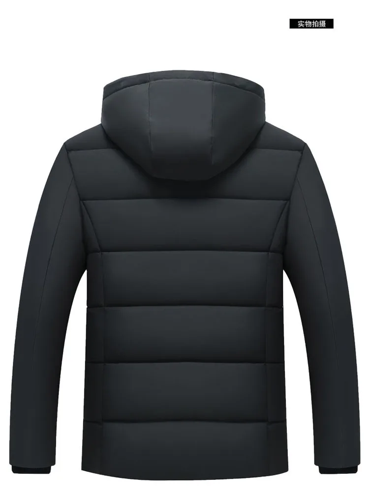 New Style Middle-aged Brushed And Thick Detachable Hat Cotton-padded Clothes Men's Daddy Clothes Warm Casual Middle-aged Gr