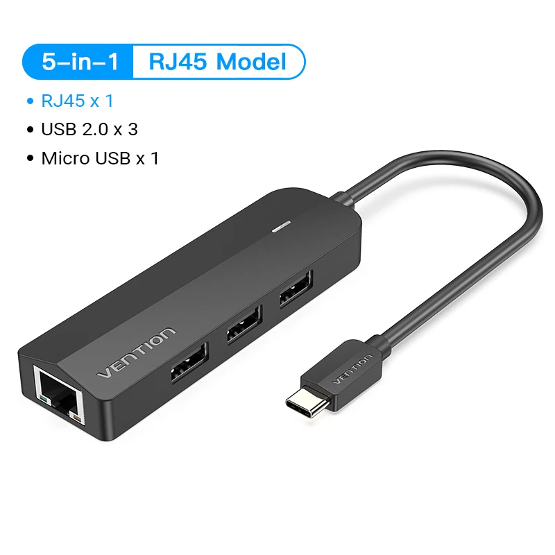 Vention USB Type C Ethernet Adapter USB C Network Card to USB 3.0 2.0 1000Mbps Gigabit RJ45 Lan USB HUB for MacBook iPad Pro wireless adapter Network Cards