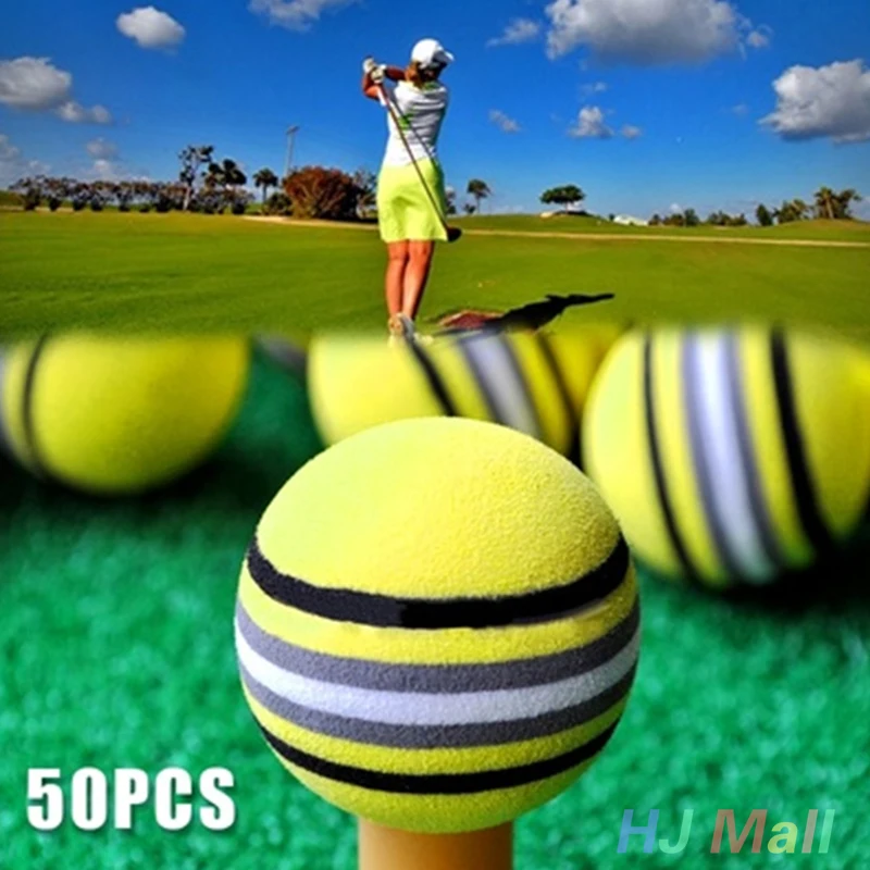 50Pcs Yellow Golf Rainbow Sponge Balls Indoor Outdoor Training Practice Foam