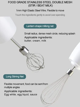 Wireless Portable Electric Food Mixer Hand Blender 5 Speeds High Power Dough Blender Egg Beater Hand Mixer 4