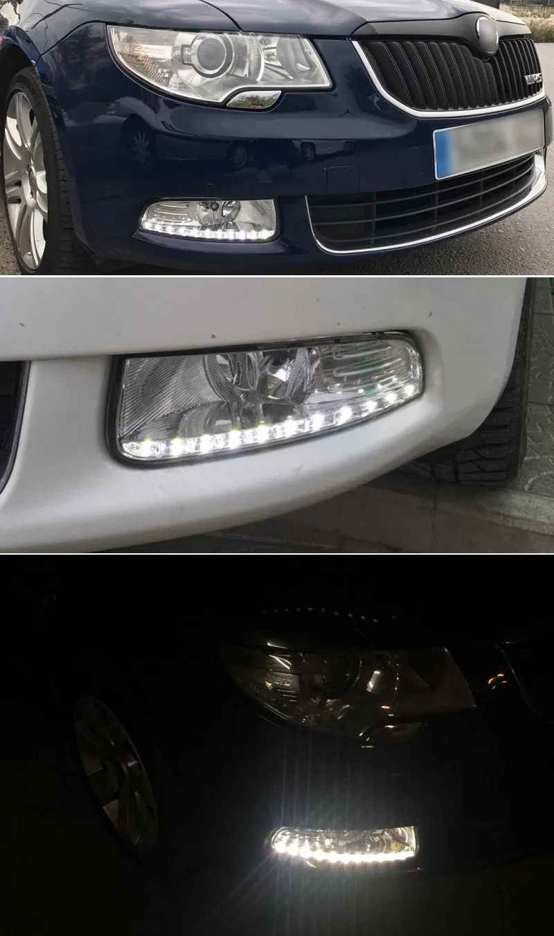 Для Skoda Superb 2010-2013, супер яркость Водонепроницаемый ABS автомобиль DRL 12 В Светодиодный дневной ходовой светильник с противотуманной лампой крышка SNCN