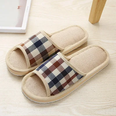 Women Spring Home Floral Linen Slippers Casual Bedroom Non Slip Foam Sole Flip Flops Family Couple Male Female Slides Claquette indoor fur slippers Indoor Slippers