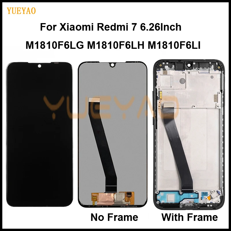 Xiaomi Redmi için 7 LCD ekran test AAA Lcd ekran + dokunmatik ekran değiştirme çerçeve ile Xiaomi Redmi için 7 M1810F6LG LCD