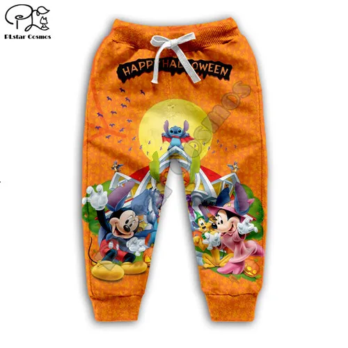 kids pants Семейный детский комплект для мальчиков и девочек с героями мультфильмов, 3D принт летучей мыши на Хэллоуин, толстовки с капюшоном и штаны костюм Микки Минни на молнии толстовки с длинными рукавами - Цвет: kids pants