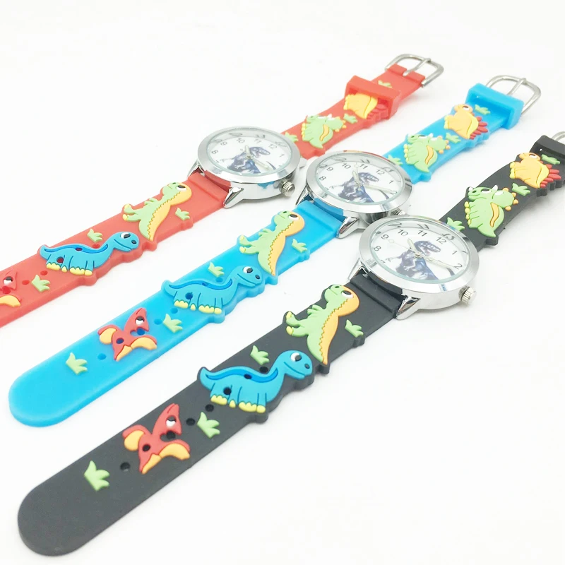 hot fashion 3D dinosaur analog quartz watch for kids boys girls wristwatches jelly silicone band studnets clock free drop shipping (7)