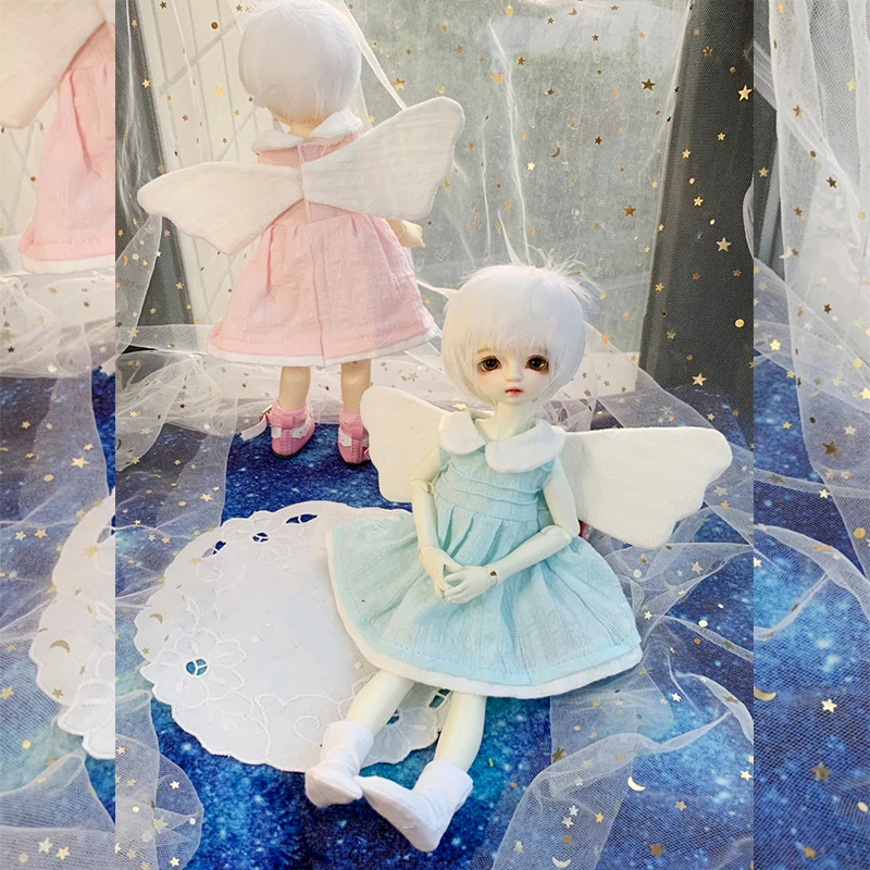 Кукла Одежда 1/6 BJD одежда Ангел платье с бисером розовый/голубое платье для 1/6 BJD кукла аксессуары Кукла Одежда с большими крыльями