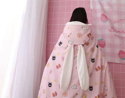 Рождественский подарок, зимнее утяжеленное одеяло, Kawaii, олень, животный узор, с капюшоном, большой плащ с ушами, для детей и взрослых, товары для дома и офиса - Цвет: cat