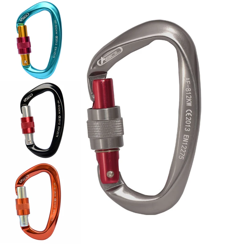 

25KN Climbing Carabiner D Shaped Safety Master Screw Lock Buckle Escalade Equipement Survival Kit Carabiner Clips Mountaineering