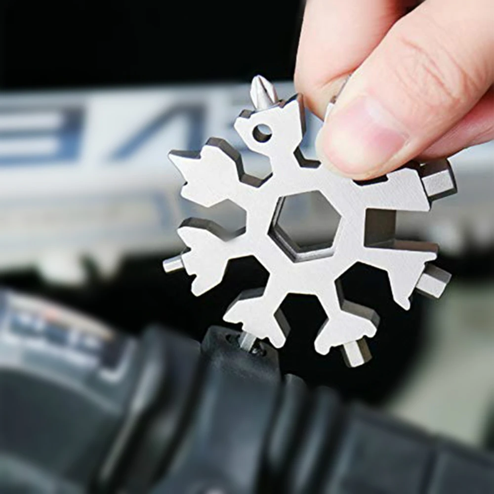 18 in 1 Snowflake Spanner Keyring Hex Multifunction Outdoor Hike Wrench Key Ring Pocket Multipurpose Camp Survive Hand Tools multipurpose keyring