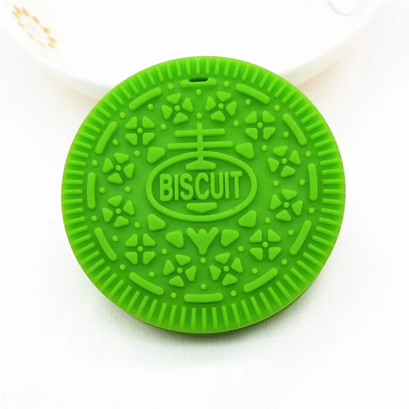Vivid Green Chenkai, 50 шт., без бисфенола, силиконовая Подвеска для печенья, прорезыватель, сделай сам, детское печенье, пустышка, пустышка, подвеска для кормления, Жевательная бижутерия, игрушка в подарок - Цвет: Vivid Green