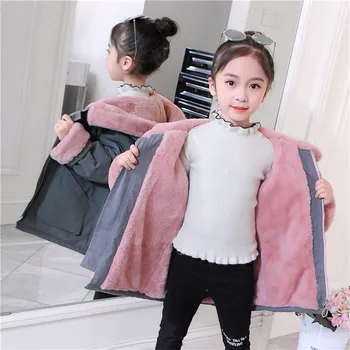 

Girls Jacket 2019 Winter Faux Fur Coats Plus Velvet Kids Warm Hooded Outerwear Coat For Girls Jacket Coat Children Clothes