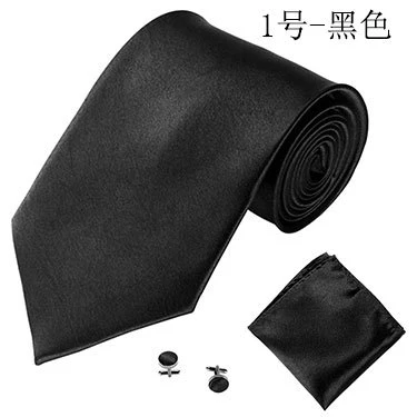 Мужские галстуки сплошной цвет галстук Hanky комплект запонок для деловых формальных свадебных вечеринок аксессуары повседневная одежда - Цвет: 1