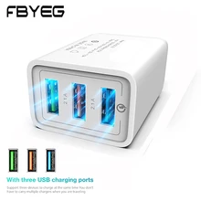 FBYEG зарядное устройство для мобильного телефона, тройное USB зарядное устройство, штепсельная вилка европейского стандарта, быстрая зарядка для iPhone, samsung, Xiaomi, huawei