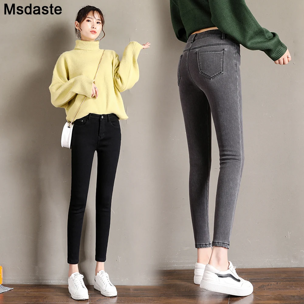 Winter Thick Jeans Velvet Warm Women Denim Pants Elastic High Waist Slim Plus Size Trousers Pantalon Femme Skinny Jeans Woman