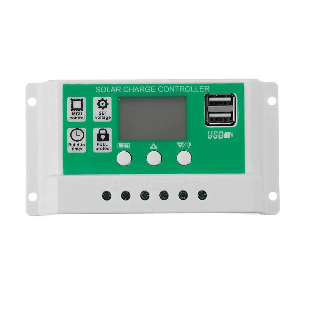 

30A/20A/10A 12V 24V Auto Solar Charge Controller PWM Controllers LCD Dual USB 5V Output for lithium battery and lead battery