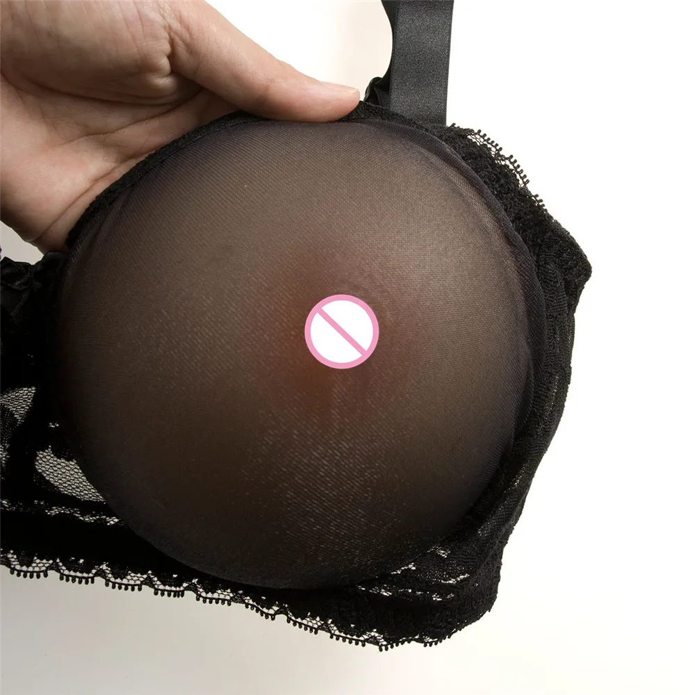 800 г/пара круглые бежевые силиконовые грудь+ сексуальный черный прозрачный кружевной карман бюстгальтер) Трансвестит транссексуал грудь форма с бюстгальтером набор