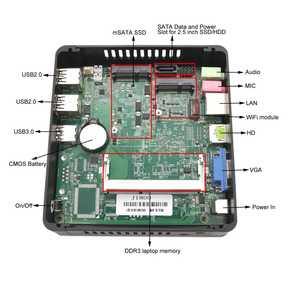 Topton безвентиляторный неттоп Мини ПК J1900 Четырехъядерный 4* Intel WG82583 Gigabit Lan настольный компьютер и ноутбук