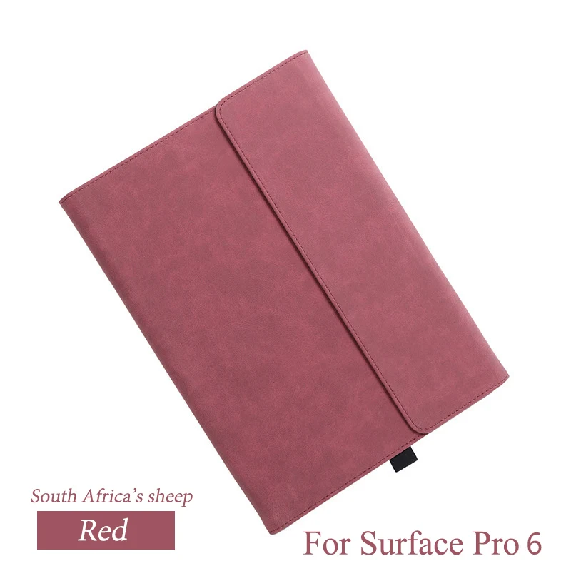Red-Pro 6 Sheep Роскошный флип-чехол для microsoft Surface Pro 6, 12,3 дюймов, подставка для планшета из искусственной кожи, чехол, совместимая с оригинальной клавиатурой - Цвет: Red-Pro 6 Sheep