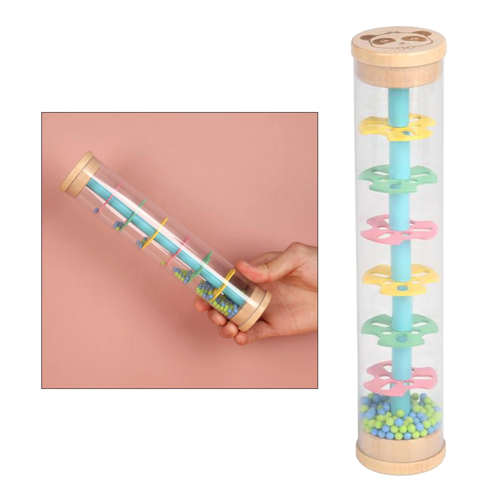 

Rainbow Hourglass Rainmaker Rain Stick Musical Toy Raindrop Sound for Kids Plastic Learning Education Toy Musical Instrument