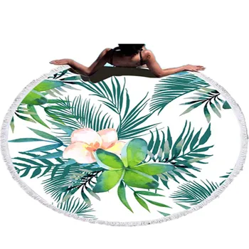 

Beach Towel, Microfiber, Portable, Absorbent And Windproof Tropical Flower Printed Beach Towel,6CM Fringed Lace Bath Towel