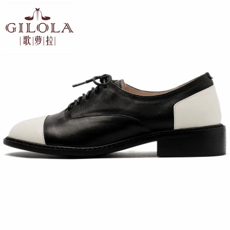 

New Fashion Female Women Flat Shoes Casual Genuine Leather Sneakers Woman Spring Summer Lace Up Shoes #Y0068107Q