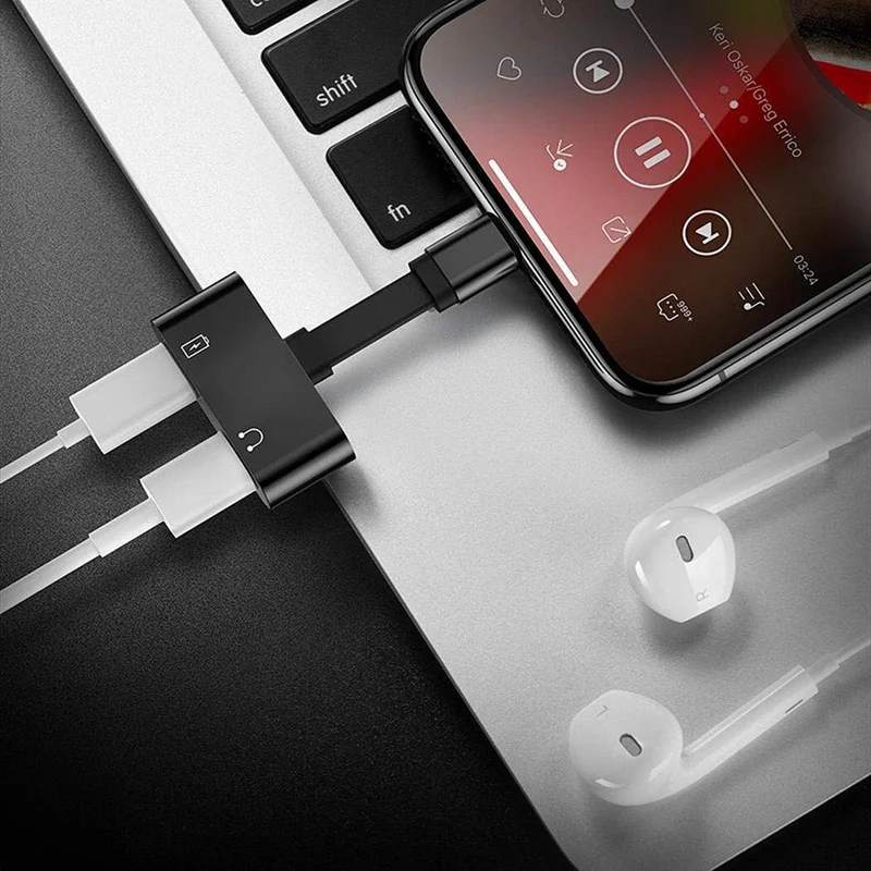 IG-Dual ports адаптер сплиттер, 2 в 1 разъем для наушников Aux аудио и зарядное устройство адаптер Кабельный разъем Compactible для Iphone(белый