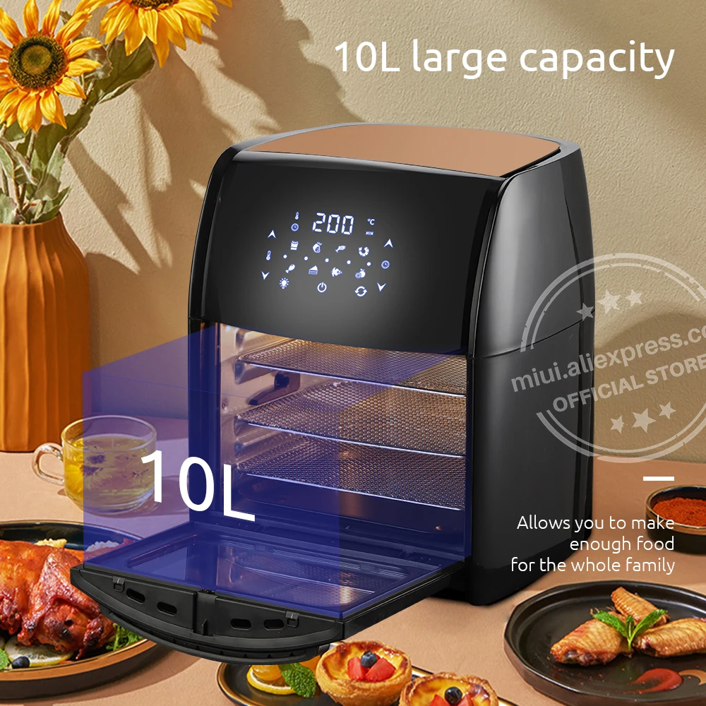 MIUI 10L/12.7QT электрическая воздушная фритюрница печь Turbostar Rotisserie Dehydrator светодиодный