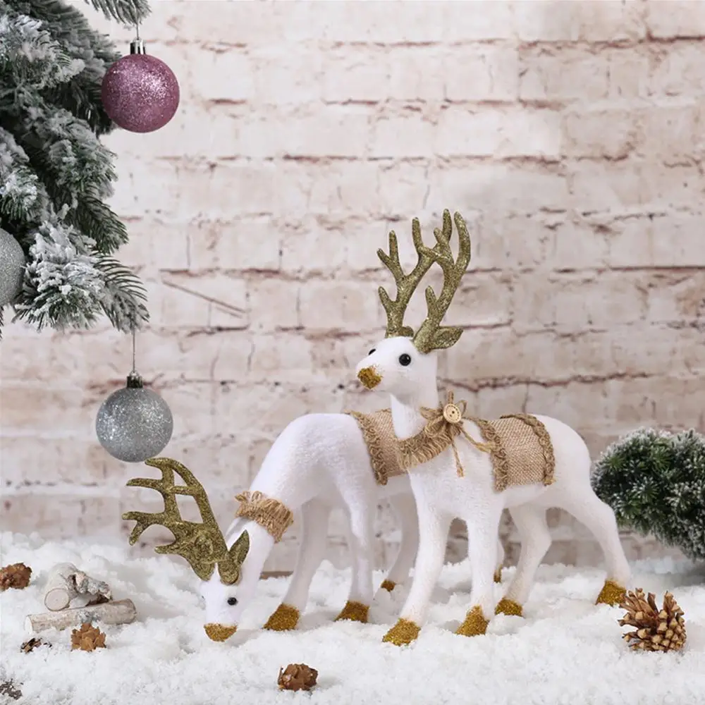 

Modern 30x20cm Christmas Dolls White Reindeer Xmas White Elk Plush Animals Christmas Tree Decorations Ornaments Home Gift