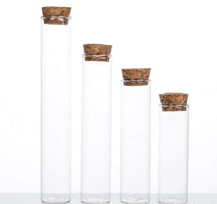 10pcs 40ml 50ml 60ml 80ml Test Tube with Cork Stopper Glass Bottles Jars Vials DIY Craft Wedding Home Decor 5