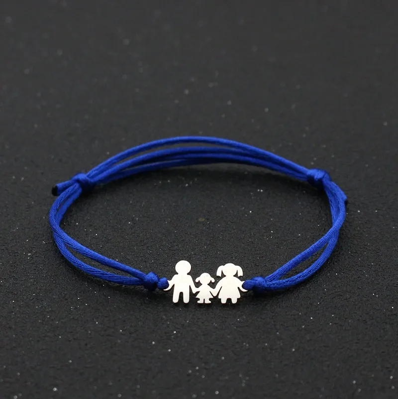 Милый Мишка Плетеный настраиваемый шарм браслеты для семьи папа мама ...