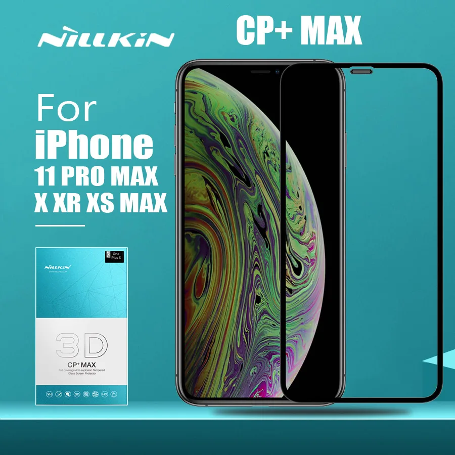 for iPhone 11 Pro Max Glass Nillkin 3D CP+ Max Full Cover Tempered Glass Screen Protector for iPhone XS Max XR X 8 7 Plus Glass