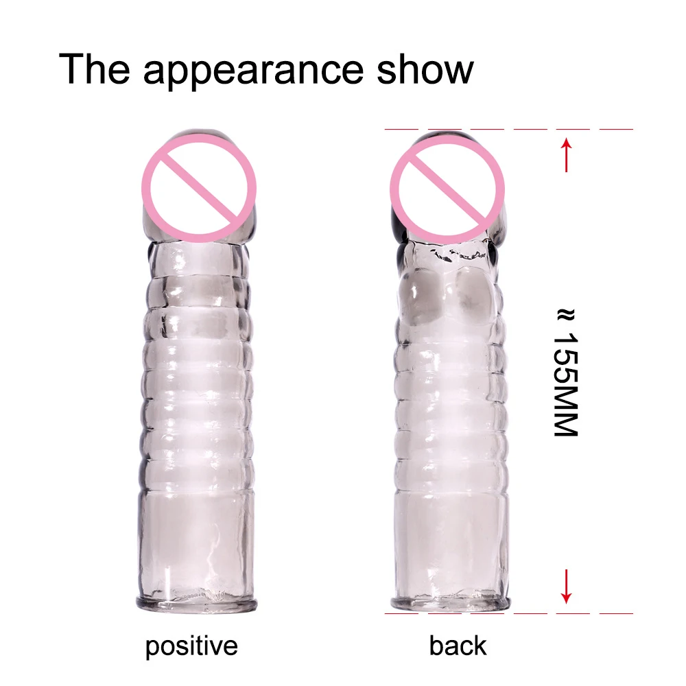 Прозрачный силиконовый многоразовый презерватив увеличивающий пенис мужской