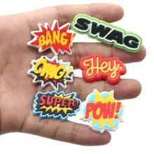 Breloques de chaussures en PVC Style lettre, 1 pièce, Explosion, slogan, décorations, bricolage, sabot, unisexe, cadeaux, jibz 